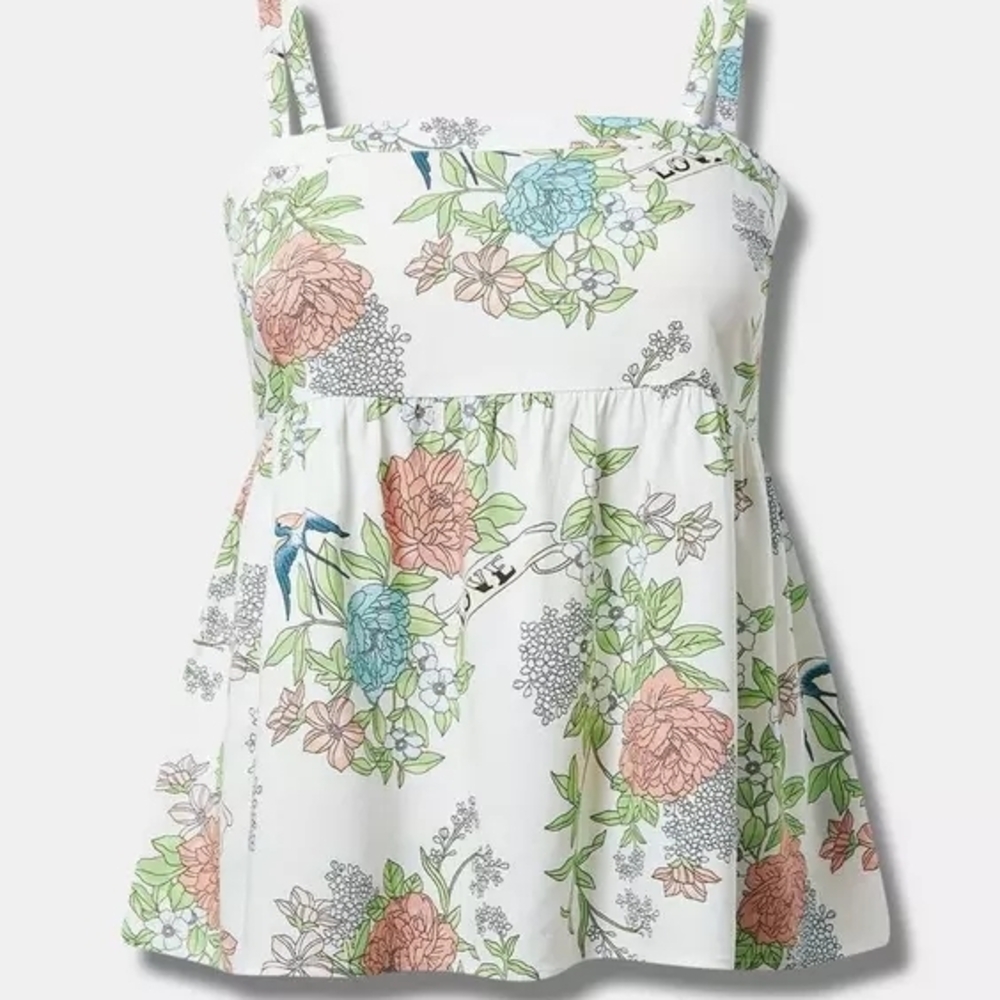 NWT Torrid Babydoll Airbrush Floral Tank